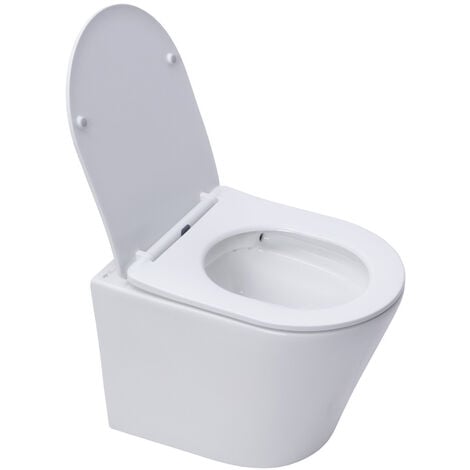 Pack WC Bati-support Geberit UP720 extra-plat + WC SAT Infinitio sans bride fixations invisibles + Plaque blanche (SLIM-Infiniti