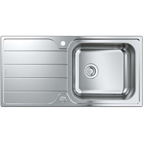 Évier 1 bac inox AISI 304 100x50 cm – Garniture de vidage automatique – GROHE QuickFIX – 31563SD1