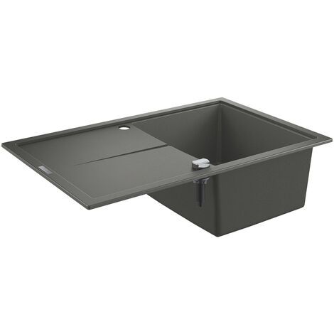 Grohe – Evier 1 bac en quartz composite 780x500 mm – Égouttoir réversible à gauche ou à droite – Couleur gris granite – Installation rapide (1/10)