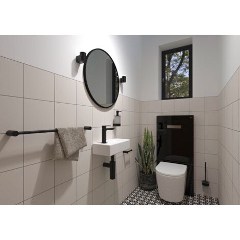 Swiss Aqua Technologies Brevis Lave-mains suspendu avec trou pour robinetterie à gauche, 40,5x20,5x10,5cm (SATBRE4020SL)