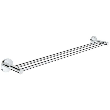 Barre porte-serviettes double 600mm – Fixations cachées – Chrome GROHE StarLight durable – Pour salle de bains moderne