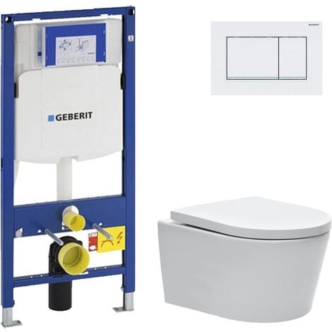Geberit autoportant up320 Pack wc suspendu blanc avec Geberit Duofix Sigma  et touche blanc Complet
