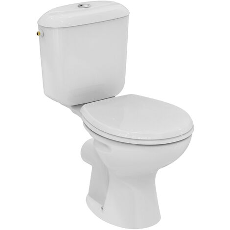 Ideal Standard Astor Pack WC à poser en porcelaine vitrifiée, Charnières en Inox (R190101)