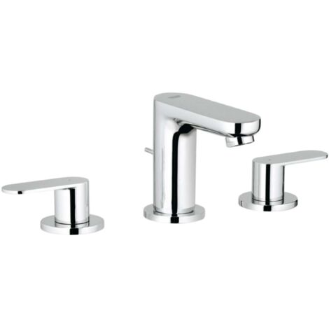 Grohe – Mitigeur de lavabo à trois trous chrome – Finition métal brillante – Installation encastrée – Levier métallique pour contrôle précis (1/5)