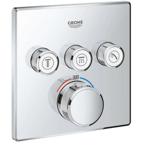 Grohe – Mitigeur thermostatique de douche 29126000 – 3 sorties – Finition chrome éclatant – Technologie TurboStat pour régulation instantanée