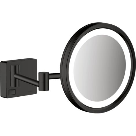 Hansgrohe – Miroir cosmétique mural grossissant x3 41790670 – Éclairage LED réglable – Noir mat – Installation facile avec fixation cachée (1/6)