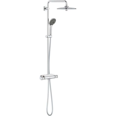 Grohe – Colonne de douche thermostatique Vitalio System 260 – Mitigeur Precision Joy – Douche de tête 260mm – 3 jets : Pluie, Massage, SmartRain – Chrome