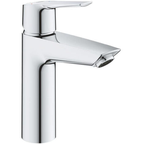 Grohe – Mitigeur monocommande lavabo taille M – Levier métallique – Cartouche céramique 28 mm – Limiteur de débit ajustable – Installation rapide QuickFix