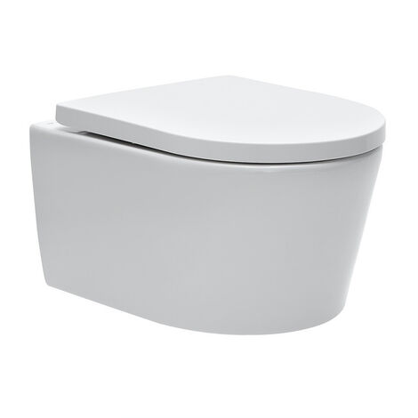 Pack WC bâti-support Geberit + WC sans bride Swiss Aqua Technologies + abattant SoftClose + plaque blanche (SATrimlessGebATP-1)