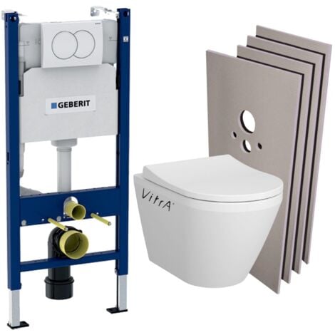 Pack Bati-support Geberit Duofix 112cm + WC sans bride  Vitra Integra avec fixations invisibles + Abattant softclose + Set habil