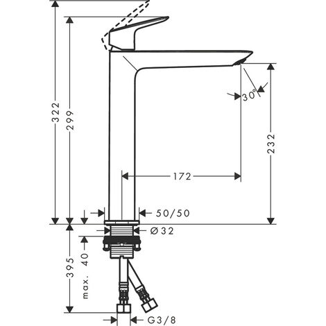 Hansgrohe Logis Mitigeur de lavabo XL avec ComfortZone 240, sans tirette ni vidage, Chrome (71258000)