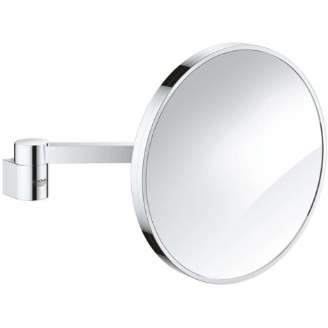Miroir grossissant rond 7x chromé – Surface GROHE StarLight facile à nettoyer – Fixation murale dissimulée – Dimensions 245mm