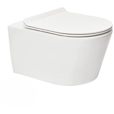 Grohe Pack WC Rapid SL autoportant + WC sans bride SAT Brevis + Abattant ultra-fin softclose Plaque blanche (ProjectBrevis-3)