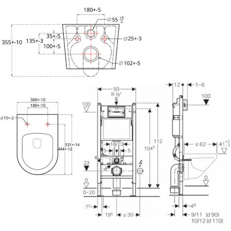 Pack Autoportant Bati-support Geberit Duofix + WC sans bride SAT Brevis + Abattant ultra-fin