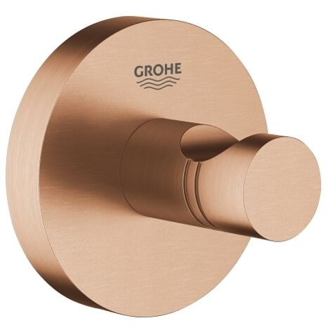 Grohe – Patère de salle de bain en métal brossé Warm Sunset – Fixation dissimulée – Charge max 5 kg – Design élégant pour peignoirs et serviettes - 40364DL1