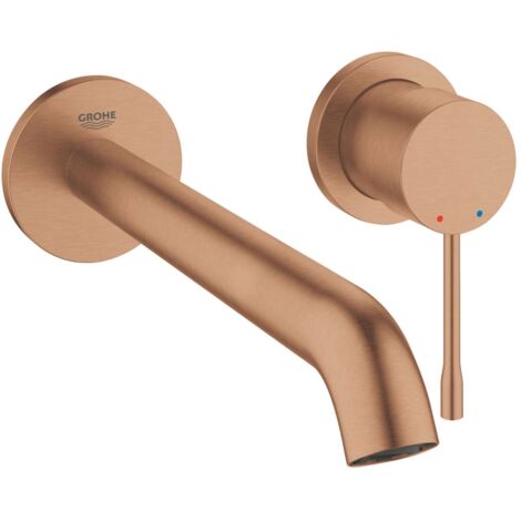Mitigeur de lavabo mural encastré 2 trous finition brossé bronze – Longueur bec 230mm – Économie d'eau GROHE EcoJoy – 19967DL1