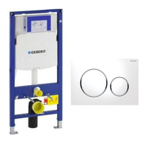 Pack bâti support WC Geberit DuoFix 320 – Plaque de commande Sigma 20 blanc chrome – SETUP320PRO5 – Installation mur porteur (1/5)