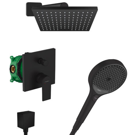 Hansgrohe Vernis Shape Rainfinity Set de douche tout en 1 avec Douche de tête 230 XXL + Douchette à main 3 jets, Noir mat