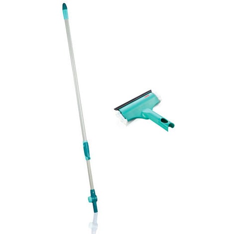 Leifheit ensemble de nettoyage pour vitre, manche télescopique 190 cm avec articulation + Lave-vitres compact, vert (51127-Click)
