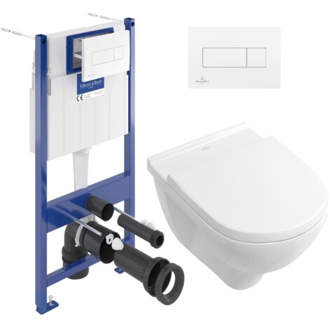 Villeroy & Boch Pack WC Bâti support Villeroy & Boch + WC sans bride Villeroy + Abattant Softclose + Plaque blanche