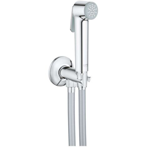 Robinet d'arrêt avec douchette bidet – Finition chromée GROHE StarLight – Flexible Silverflex 1000 mm – Résistance thermique jusqu'à 75 °C – 26358000