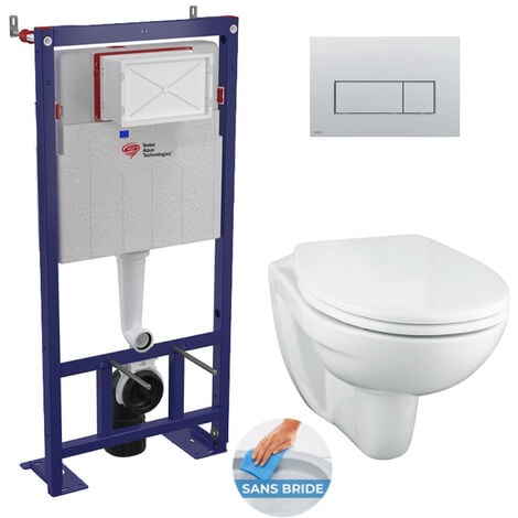 Swiss Aqua Technologies Pack WC Bati support autoportant WC Porcher sans bride Abattant Astor