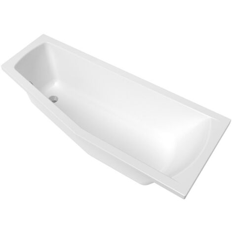 Siko 160x70 cm Aneta baignoire bain douche asymétrique en acrylique positionnement droite, sans pieds, blanc (AN1600PPLUS)