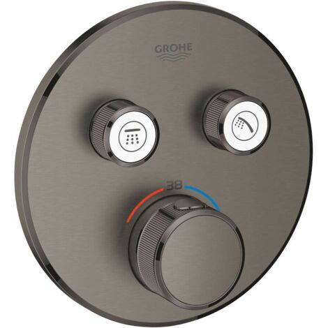 Grohe – Mitigeur thermostatique de douche – Finition hard graphite brossé – Largeur 15.8 cm – Installation encastrée avec fixation cachée