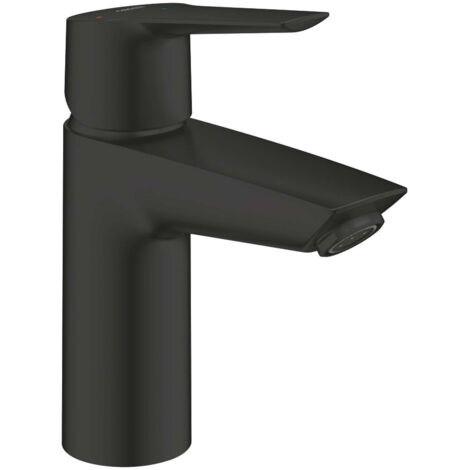 Mitigeur de lavabo noir mat à levier – Hauteur 165 mm – Système Push-Open – GROHE Long-Life ES – Montage rapide QuickFix