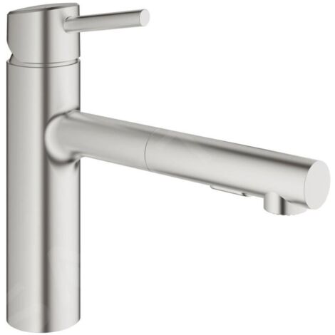 Grohe – Mitigeur de cuisine avec douchette extractible – Finition supersteel – Angle de rotation 100° – Cartouche céramique 35mm – 30273DC1 (1/10)