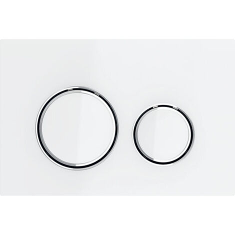Geberit – Plaque de commande WC 115884SI1 ronde – Dimensions 246 x 164 x 14 mm – Verre blanc – Double chasse – Tiges de poussée insonorisées
