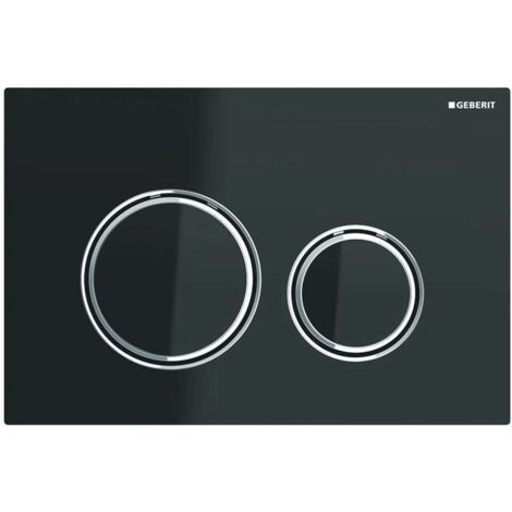 Plaque de commande WC sigma 21 en verre noir brillant – Déclenchement frontal double touche – Tiges à isolation phonique – Compatible Geberit (1/5)