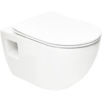 Swiss Aqua Technologies – Cuvette suspendue sans bride SATWCPRO010RREXP – Abattant softclose amovible – Largeur 34,8 cm – Chasse d'eau 3/5 litres – Blanc
