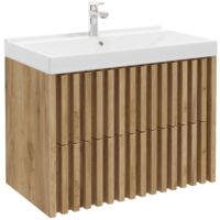 Swiss Aqua Technologies – Meuble de salle de bain suspendu 80 x 46 cm – Lavabo Verso inclus – Chêne mat – DELANO80ZDUM