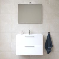 Vitra Mia Meuble 79x61x39,5 cm pour salle de bain avec miroir, lavabo et éclairage LED, Blanc brillant (MIASET80B)