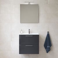 Vitra Mia Meuble 59x61x39,5 cm pour salle de bain avec miroir, lavabo et éclairage LED, Anthracite brillant (MIASET60A)