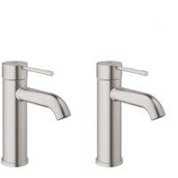Grohe ESSENCE NEW - Lot de 2 mitigeurs monocommande Lavabo Taille S SuperSteel (23590DC1-DUO)