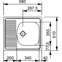 Franke EUROSTAR - évier Acier inoxydable ETN611-58, 580x510 mm + siphon (101.0286.108)