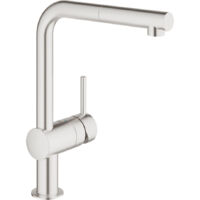 Grohe – Mitigeur de cuisine avec douchette 32168DC0 – Bec en L pivotant – Finition inox satinée – Limiteur de débit ajustable