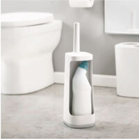 Brosse de toilette Flex™ Plus avec espace de rangement – Tête flexible en D – Antigouttes – Conception antibouchage – Gris clair – Joseph & Joseph