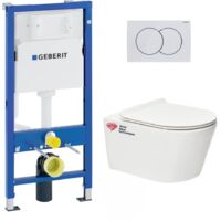 Pack WC suspendu Brevis sans bride – Bâti-support Geberit 112cm – Abattant ultra-fin softclose – SKU BREVISGEB1