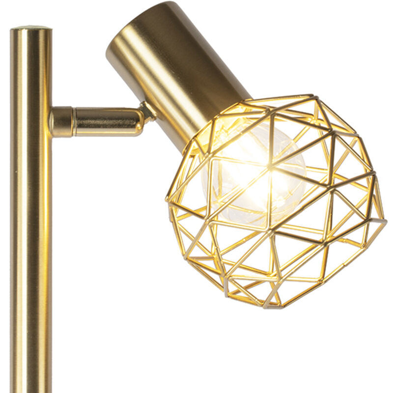 QAZQA Mesh Lampada Da Terra Moderna – 3 Luci, Design Nero, Altezza 150 Cm – Per Soggiorno E Camera