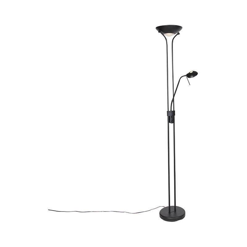 QAZQA Lampada da terra con braccioo de lettura diva - Moderno -  Vetro,Acciaio - Nero - Oblungo (non sostituibile) LED Max. 1 x 23 Watt