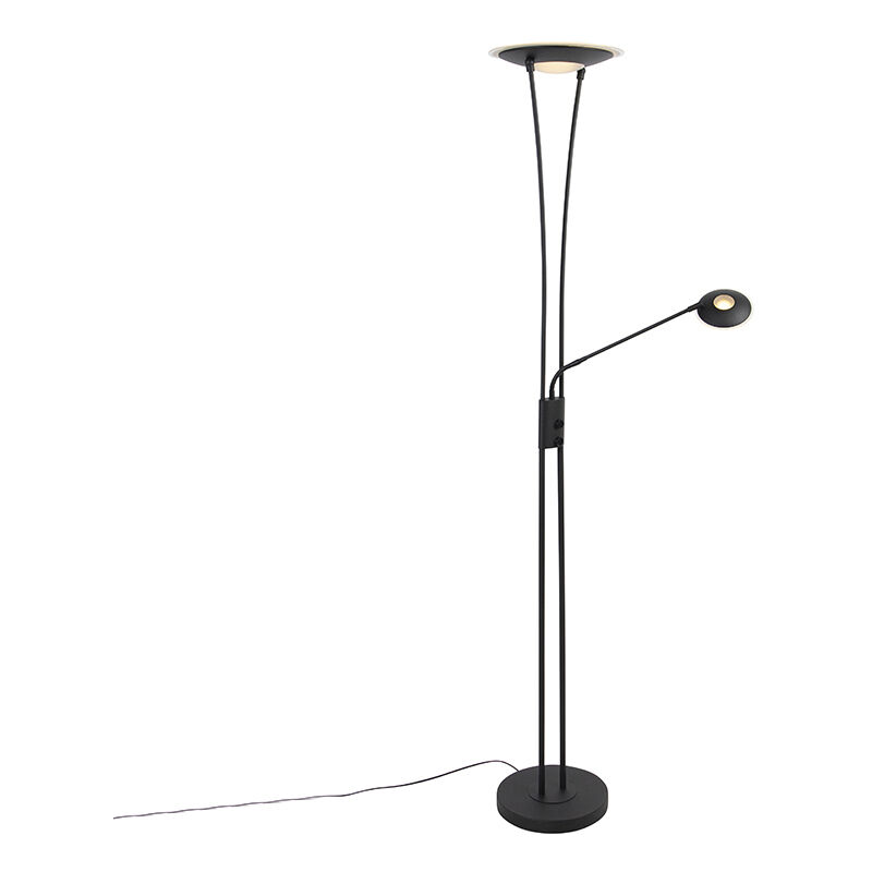 QAZQA Lampada da terra con braccioo de lettura ibiza - Moderno -  Acciaio,Vetro - Nero - Oblungo (non sostituibile) LED Max. 1 x 19 Watt