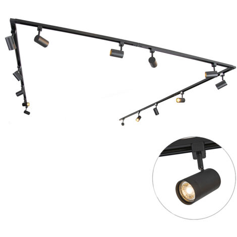 QAZQA Lampada da soffitto jeana - Moderno - Acciaio - Nero - Oblungo GU10 Max. 14 x 4.5 Watt (1/4)