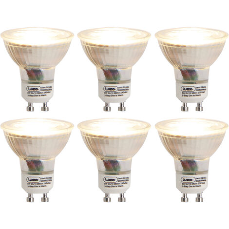 LUEDD Set di 6 lampade LED GU10 dimmerabili in 3 fasi per riscaldare 5W 380  lm