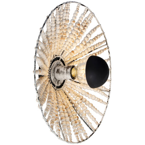 QAZQA Lampada da soffitto tromma - Orientale - Malacca,Lino,Acciaio - Legno - Tondo Max. 1 x Watt