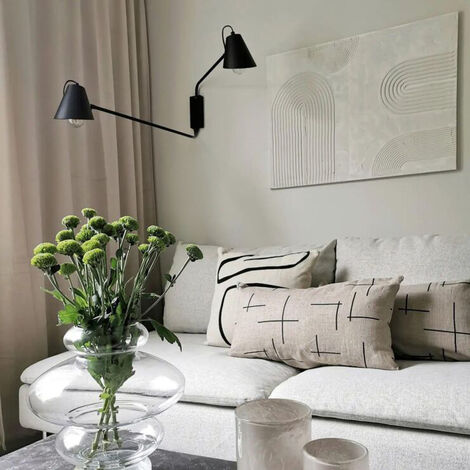 QAZQA + Appliques Lune wl - Retrò - Acciaio - Nero - Oblungo Max. 2 x Watt