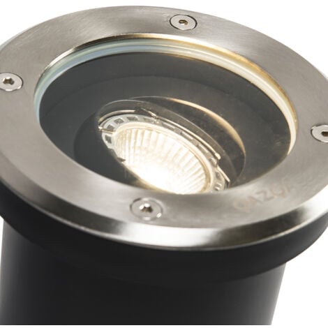 QAZQA + Faretto da incasso da terra delux - Moderno - Vetro,Plastico,Acciaio inossidabile - Acciaio - Tondo Max. 5 x Watt