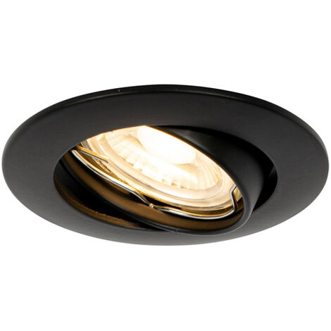 QAZQA Faretto da incasso edu - Moderno - Acciaio - Nero - Tondo Max. 1 x Watt